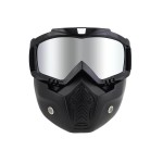 Face protection mask, made from hard plastic + ski goggles, silver lenses, model AD03